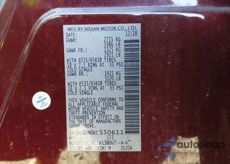 2019 Infiniti Qx60 Luxe from USA, damaged, VIN 5N1DL0MM0KC550611